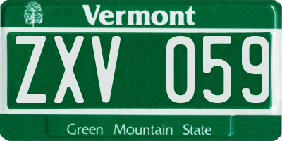 VT license plate ZXV059
