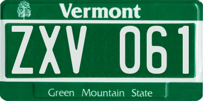 VT license plate ZXV061