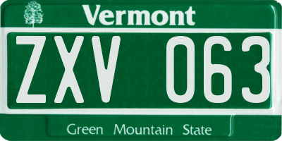 VT license plate ZXV063