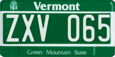 VT license plate ZXV065