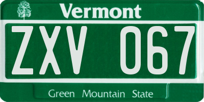VT license plate ZXV067