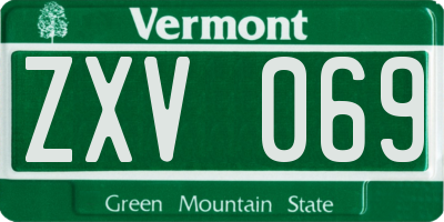 VT license plate ZXV069