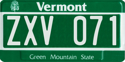 VT license plate ZXV071