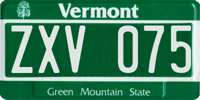 VT license plate ZXV075