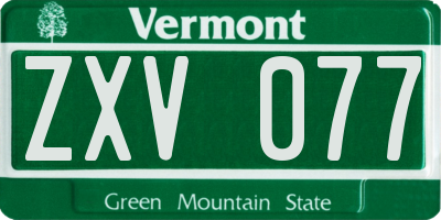 VT license plate ZXV077
