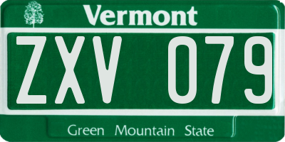 VT license plate ZXV079