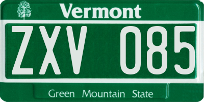VT license plate ZXV085