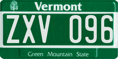 VT license plate ZXV096