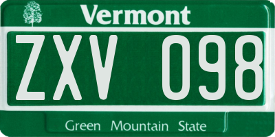 VT license plate ZXV098