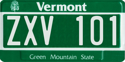 VT license plate ZXV101