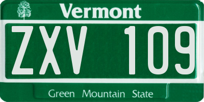 VT license plate ZXV109