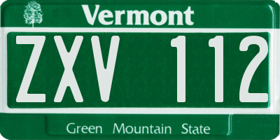VT license plate ZXV112