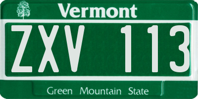 VT license plate ZXV113
