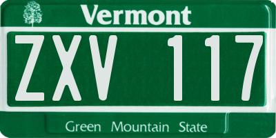 VT license plate ZXV117