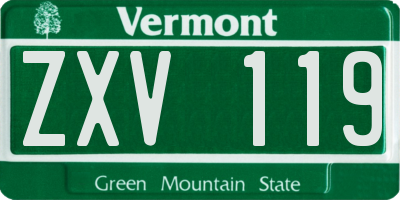VT license plate ZXV119