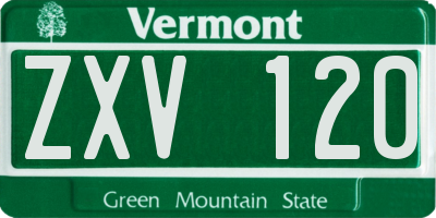 VT license plate ZXV120