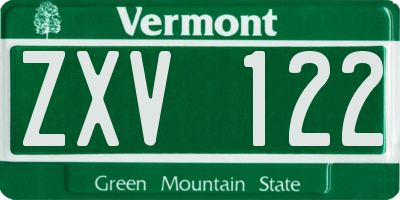 VT license plate ZXV122