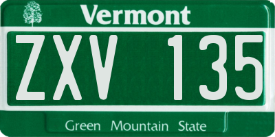 VT license plate ZXV135