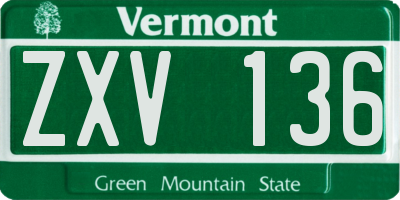 VT license plate ZXV136