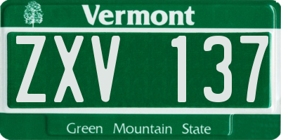 VT license plate ZXV137