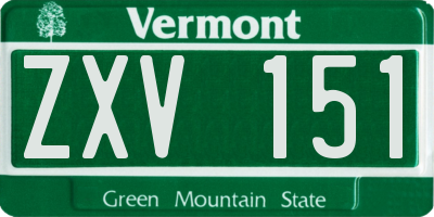VT license plate ZXV151
