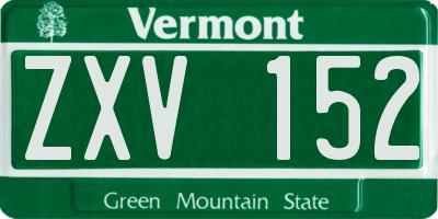 VT license plate ZXV152