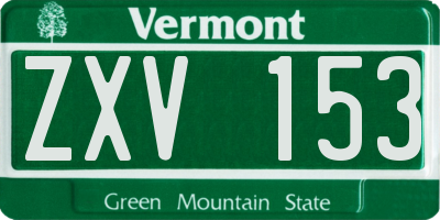 VT license plate ZXV153