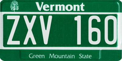 VT license plate ZXV160