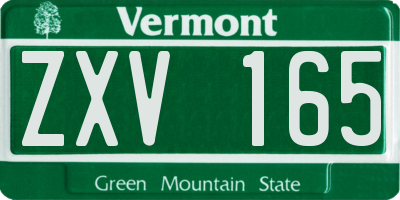 VT license plate ZXV165