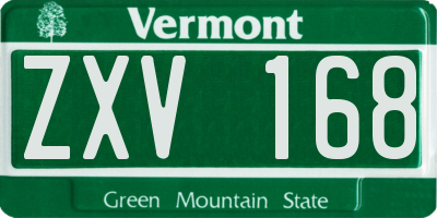 VT license plate ZXV168