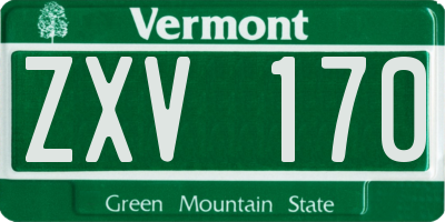 VT license plate ZXV170