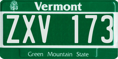 VT license plate ZXV173