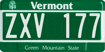 VT license plate ZXV177