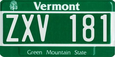 VT license plate ZXV181