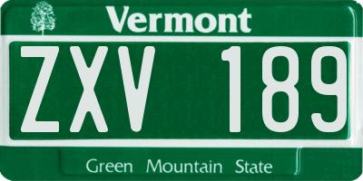 VT license plate ZXV189