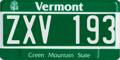 VT license plate ZXV193