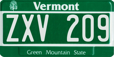 VT license plate ZXV209