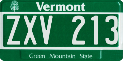 VT license plate ZXV213