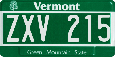 VT license plate ZXV215