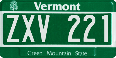 VT license plate ZXV221