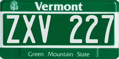 VT license plate ZXV227