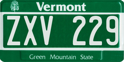 VT license plate ZXV229