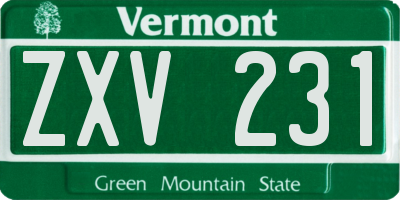 VT license plate ZXV231