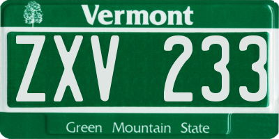 VT license plate ZXV233