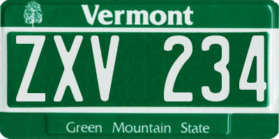 VT license plate ZXV234