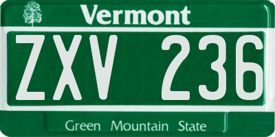 VT license plate ZXV236