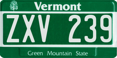 VT license plate ZXV239