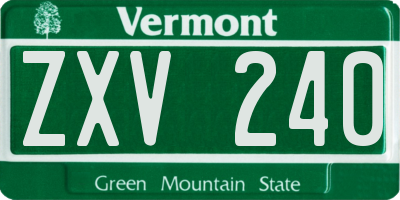 VT license plate ZXV240