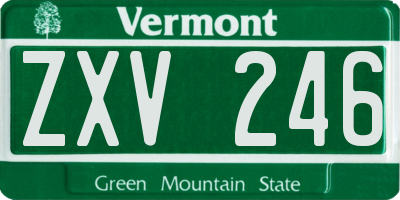 VT license plate ZXV246