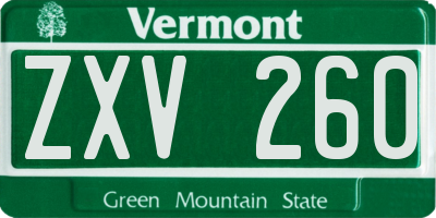 VT license plate ZXV260
